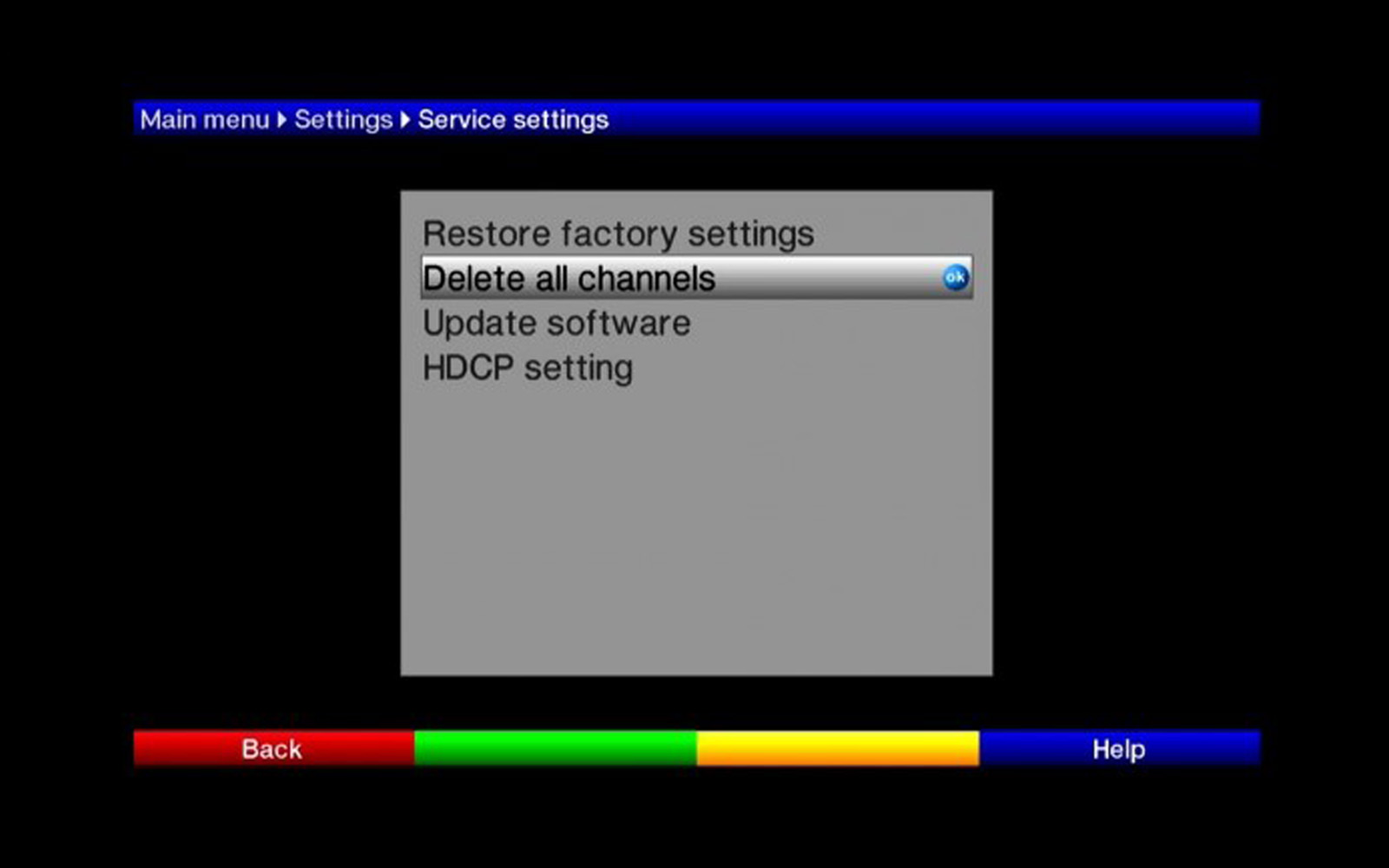 Black screen with TV instructions on it.