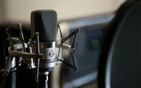 Close up of a studio microphone.